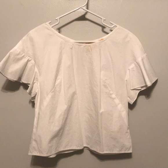 Anthropologie Tops - Maeve Blouse Anthropologie White Flutter Sleeve⚡️